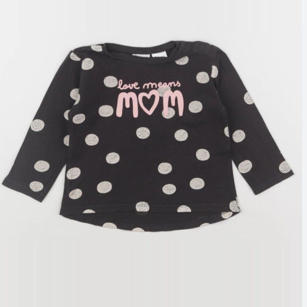 Zara Baby black tan Love means Mom polka dot top